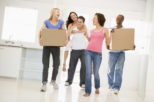 Commercial moving team preparing office relocation in Colliers Wood