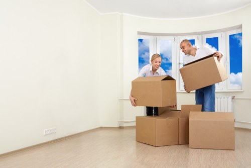 Business relocation packing materials and office equipment for Colliers Wood move