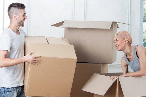 Man and van team handling boxes and household items in South West London
